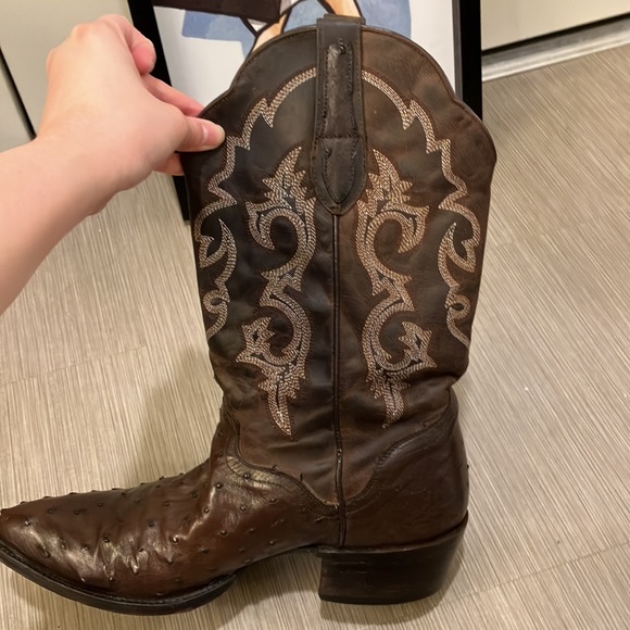J.B. Dillon ostrich western cowboy boots chocolate brown color Size 11.5 D width - Picture 4 of 12